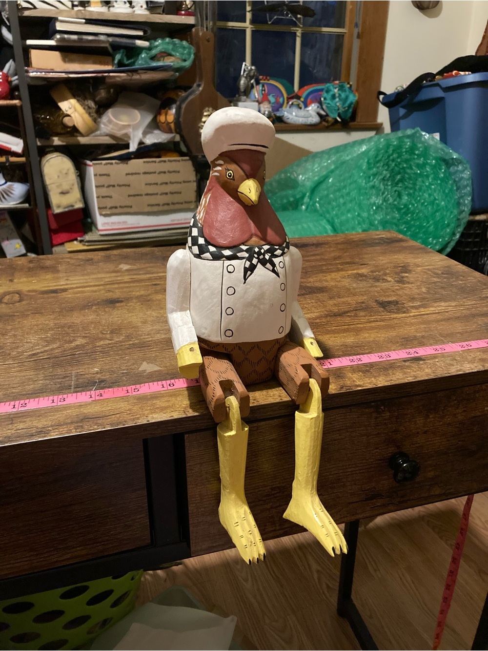 Vintage wooden hand carved rooster shelf sitter
